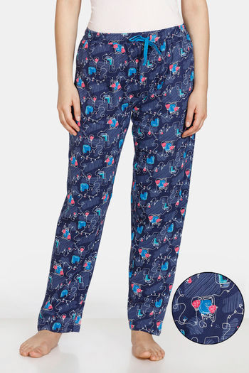 Buy Zivame Doodle Cotton Pyjama - Navy Blue