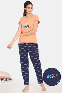 Buy Zivame My Besties Cotton Pyjama Set - Medieval Blue