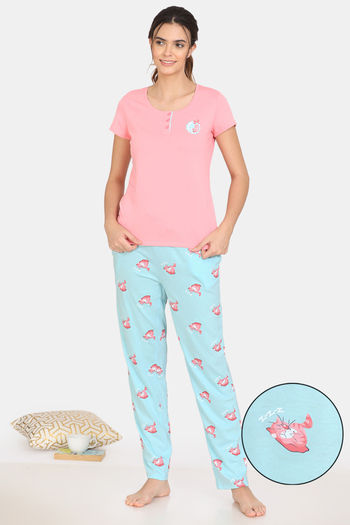 Buy Zivame My Besties Cotton Pyjama Set Plume at Rs.628 online