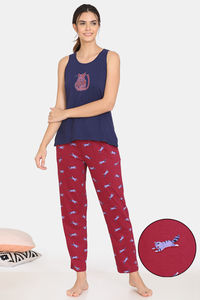 Buy Zivame My Besties Cotton Pyjama Set - Beet Red