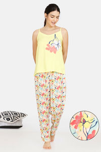 Buy Zivame Pretty Floral Woven Pyjama Set -Tender Peach