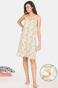 Buy Zivame Pretty Floral Rayon Knee Length Nightdress - Spring Bud