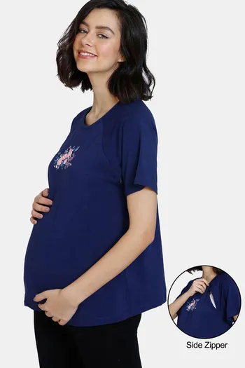 Buy Zivame Maternity Poly Cotton Top with Concealed Zippers
