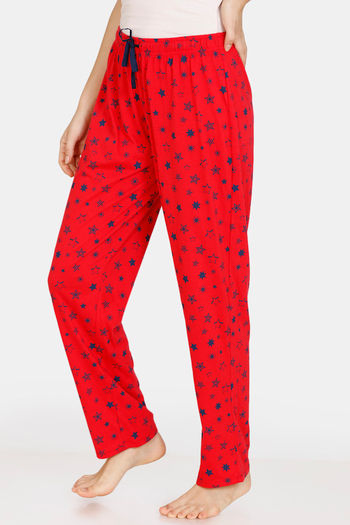 Zivame Galaxy Print Knit Cotton Pyjama - Toreador