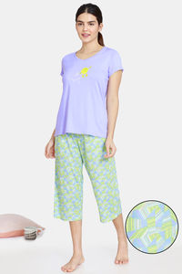 Buy Zivame Happy Flock Cotton Capri Set - Aruba Blue