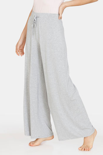 Buy Zivame Lounge Viscose Blend Flared Pants - Grey Melange at Rs.420 online