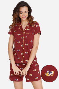 Buy Zivame My Besties Cotton Shorts Set - Sundried Tomato