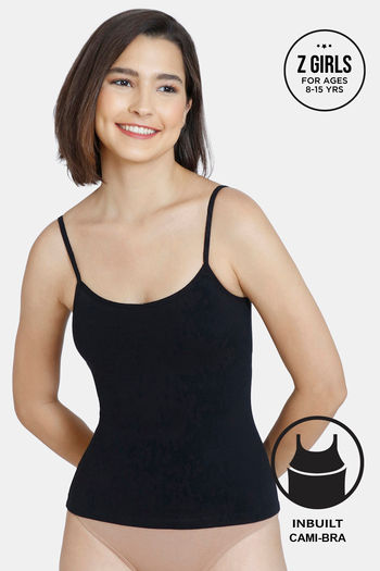 Buy Built-in Bra,V-Neck Modal Camisole in Black Color Online India, Best  Prices, COD - Clovia
