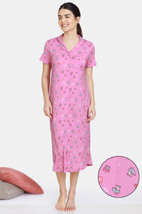 Buy Zivame Bakers Nest Knit Poly Mid Length Nightdress - Orchid Smoke