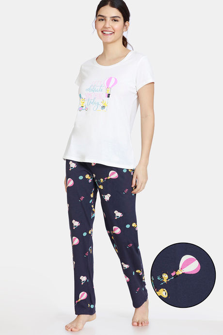 Buy Zivame Anniversary Knit Cotton Pyjama Set Graphite at