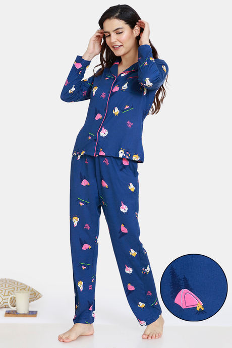 Buy Zivame Anniversary Knit Poly Pyjama Set Oceana at