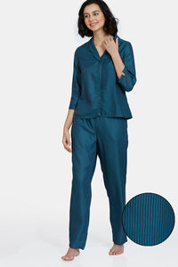 Buy Zivame Coral Sunset Woven Pyjama Set - Midnight Navy