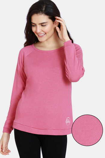 Buy Zivame Ribbed Cozy Knit Cotton Loungewear Sweatshirt - Malaga