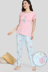 Buy Zivame Pretty Floral Woven Pyjama Set -Plume