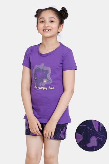 Buy Zivame Girls Knit Poly Shorts Set - Parachute Purple