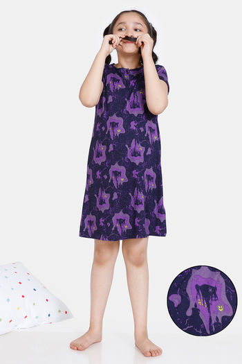 Buy Zivame Girls Knit Poly Knee Length Nightdress - Parachute Purple