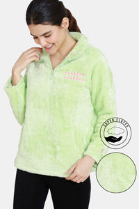 Buy Zivame Fluffy Fur Knit Sweatshirt - Pastel Green