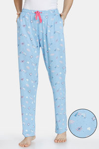 Buy Zivame Autumn Leaves Knit Cotton Pyjama - Dusk Blue