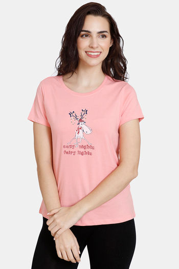 Buy Zivame Reindeer Knit Cotton Top - Pink Icing