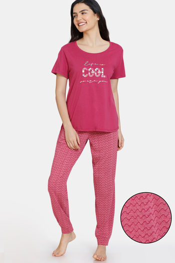 Buy Zivame Impression Knit Cotton Pyjama Set - Malaga
