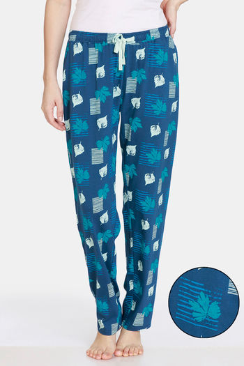 Buy Zivame Colored Twigs Knit Cotton Pyjama - Sailor Blue