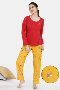 Buy Zivame Snowman Knit Cotton Pyjama Set - Golden Yellow