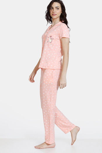 Buy Zivame Maternity Cotton Pyjama Set - Peach Pearl Online