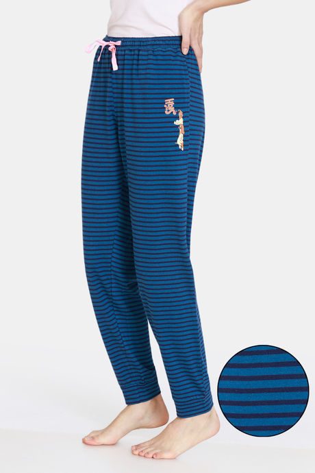 Zivame Trendy Basics Knit Poly Single Pyjama - Sailor Blue