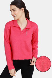 Buy Zivame Fleece Marl Knit Cotton Sweatshirt With Soft Brushed Back - Raspberry Wine