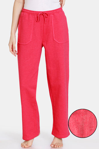 Buy Zivame Fleece Marl Knit Cotton Pyjama With Soft Brushed Back - Raspberry Wine