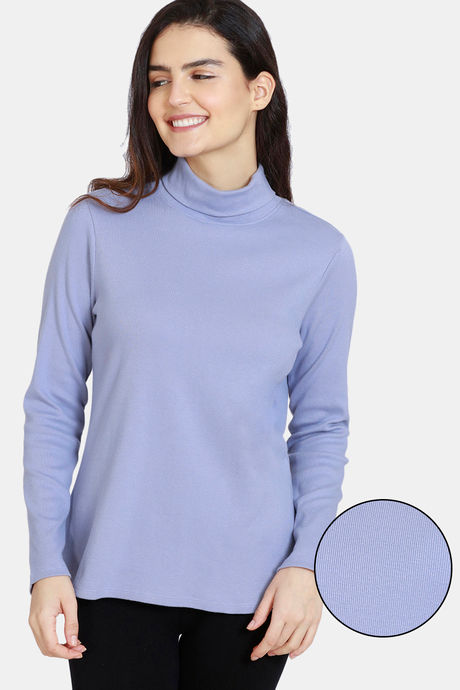 Buy Zivame Cozy Ribbed Viscose Blend Loungewear Top - Tempest at Rs.538  online