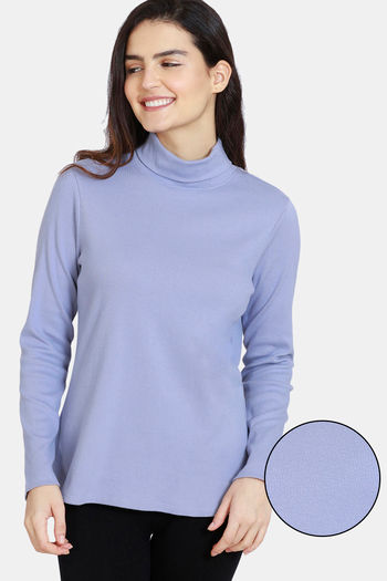 Buy Zivame Cozy Ribbed Viscose Blend Loungewear Top - Tempest
