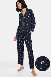 Buy Zivame Dear Rosie Knit Poly Pyjama Set - Dark Sapphire