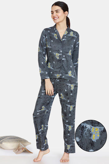Zivame Castle Queen Knit Poly Pyjama Set Castlerock
