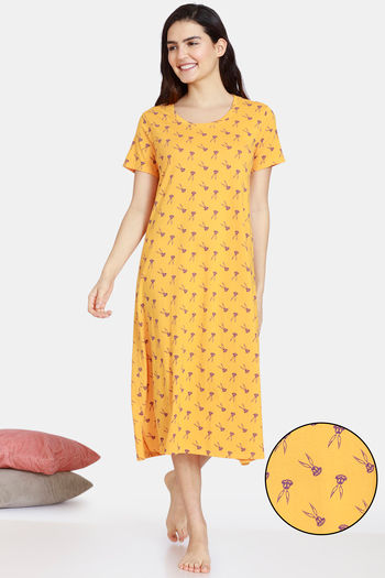 Buy Zivame Looney Tunes Knit Cotton Mid length Nightdress - Cadmium Yellow