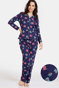 Buy Zivame Nuts For U Knit Cotton Pyjama Set - Medieval Blue
