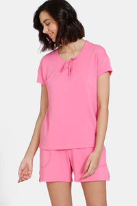 Buy Zivame Lounge Knit Poly Short Set - Pink Cosmos