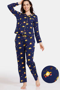 Buy Zivame Fruggies Knit Poly Pyjama Set - Medieval Blue