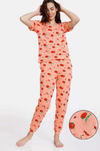 Buy Zivame Fruggies Knit Poly Pyjama Set - Salmon