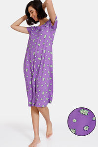 Buy Zivame Fruggies Knit Poly Mid Length Nightdress - Passion Flower