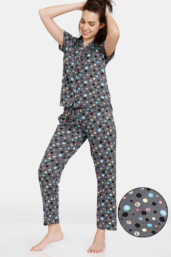 Buy Zivame Knit Poly Pyjama Set - Iron Gate