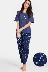 Buy Zivame Knit Poly Pyjama Sets - Medieval Blue