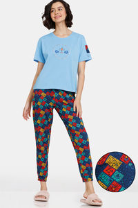 Buy Zivame Zodiac Knit Cotton Pyjama Set - Poseidon