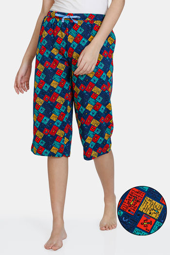 Buy Zivame Zodiac Cotton Knit Cotton Capri - Poseidon