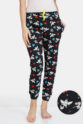Buy Zivame Color Me Happy Knit Cotton Pyjama - Jet Black