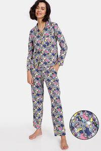 Buy Zivame Color Me Happy Knit Poly Pyjama Set - Quarry