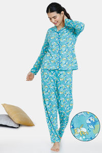 Buy Zivame Tom & Jerry Colour Block Knit Cotton Pyjama Set - Ceramic