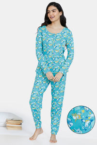 Buy Zivame Tom & Jerry Colour Block Knit Cotton Pyjama Set - Ceramic
