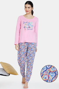 Buy Zivame Tom & Jerry Colour Block Knit Cotton Pyjama Set - Vista Blue