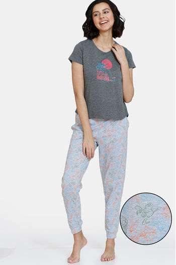 Buy Zivame Looney Tunes Knit Cotton Pyjama Set - Grey Melange